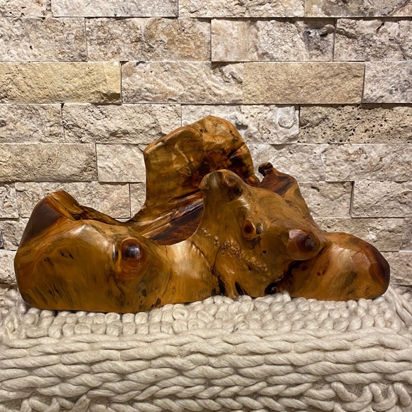 Burl Wood Bottle Cradle || Hand-Carved Root Sculptural - Picture 2 of 10